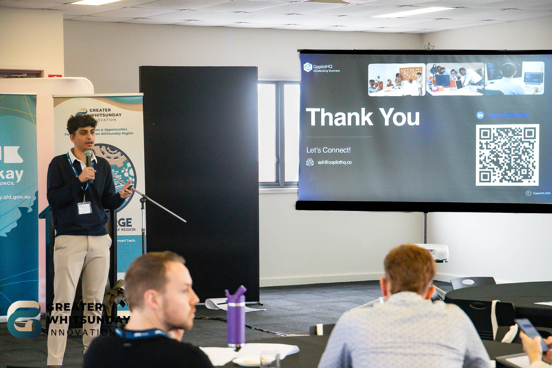 Presenter on stage at Tech Verge 2025